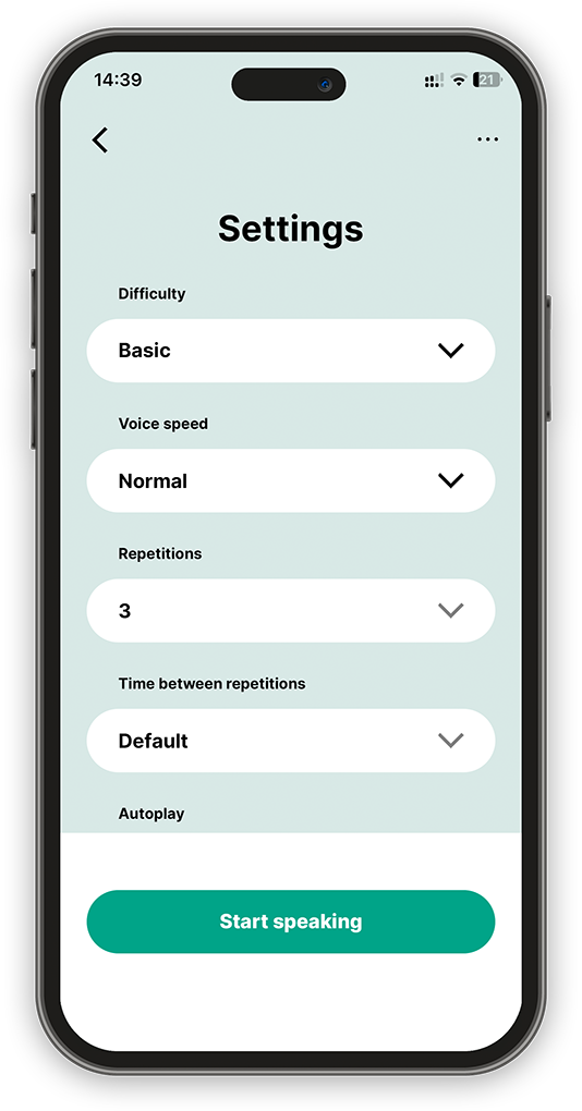 Speakbolt - App settings